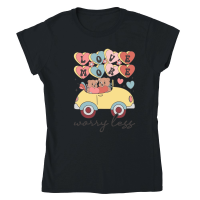 Product Retro Valentine Heart Candy Sublimation Classic Womens Crewneck T-shirt