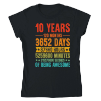 Product 10 Years 120 Months Of Being Awesome Birthday Classic Womens Crewneck T-shirt
