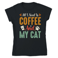 Product All I Need Is Coffee And My Cat Classic Womens Crewneck T-shirt