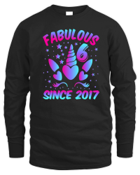 Product Fabulous 6 Since 2017 Unicorn Birthday Unisex Sweatshirt