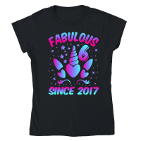 Product Fabulous 6 Since 2017 Unicorn Birthday Classic Womens Crewneck T-shirt