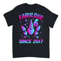 Product Fabulous 6 Since 2017 Unicorn Birthday Unisex T-Shirt