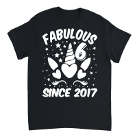 Product Fabulous 6 Since 2017 Unicorn Birthday Unisex T-Shirt