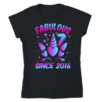 Product Fabulous 7 Since 2016 Unicorn Birthday Classic Womens Crewneck T-shirt