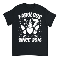 Product Fabulous 7 Since 2016 Unicorn Birthday Unisex T-Shirt