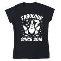 Product Fabulous 7 Since 2016 Unicorn Birthday Classic Womens Crewneck T-shirt