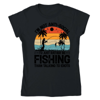 Product I’m not Anti Social I’d Just Rather be Fishing Classic Womens Crewneck T-shirt