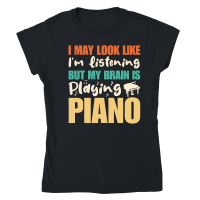Product My Brain Is Playing PIANO Classic Womens Crewneck T-shirt