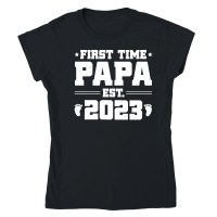 Product First Time Papa Est 2023 Classic Womens Crewneck T-shirt