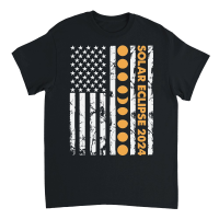 Product Total Solar Eclipse 2024 Totality Phases US American Flag Unisex T-Shirt