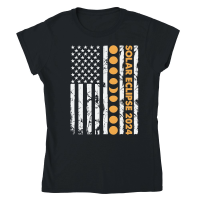 Product Total Solar Eclipse 2024 Totality Phases US American Flag Classic Womens Crewneck T-shirt