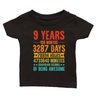 Product 9 Years 108 Months Of Being Awesome Birthday Classic Baby Crewneck T-shirt
