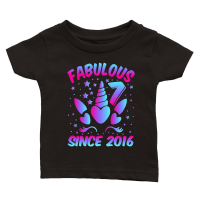 Product Fabulous 7 Since 2016 Unicorn Birthday Classic Baby Crewneck T-shirt
