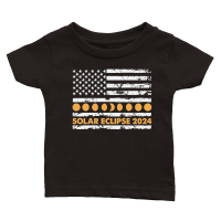 Product Total Solar Eclipse 2024 Totality Phases US American Flag 2t Classic Baby Crewneck T-shirt