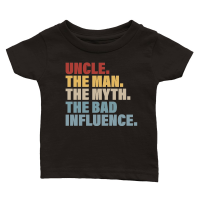 Product Vintage Fun Uncle Man Myth Bad Influence Funny Classic Baby Crewneck T-shirt