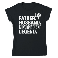 Product Mens Father Husband Meat Smoker Legend Grilling Dad Meat Smoking Classic Womens Crewneck T-shirt