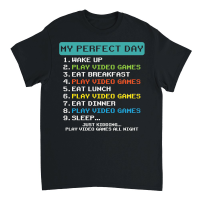 Product My Perfect Day Play Video Games Funny Gamer Men Boys Kids Unisex T-Shirt