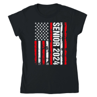Product Senior 2024 American Flag USA Graduation Classic Womens Crewneck T-shirt