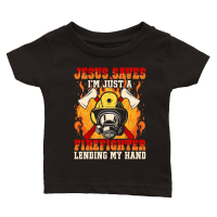 Product Jesus Saves I'm just a Firefighter lending my hand Classic Baby Crewneck T-shirt