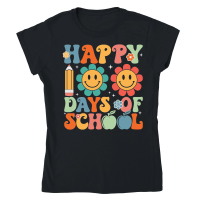 Product Retro Happy 100 Days of School Smiley Classic Womens Crewneck T-shirt