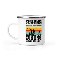 Product Fishing Solves Most Of My Problems Hunting Solves The Rest Camping Mug