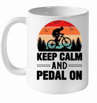 Product Keep Calm And Pedal On Cycling White Ceramic Mug