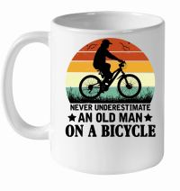 Product Never Underestimate An Old Man On A Bicycle White Ceramic Mug
