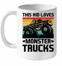 Product This Kid Loves Monster Trucks White Ceramic Mug