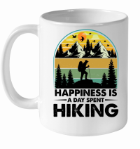 Product Happiness Is A Day Spent Hiking White Ceramic Mug