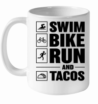 Product Swim Bike Run & Tacos White Ceramic Mug