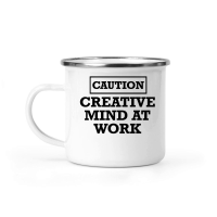 Product Caution creative mind at work Camping Mug