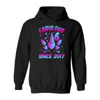 Product Fabulous 6 Since 2017 Unicorn Birthday Hoodie