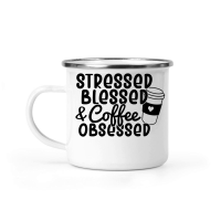 Product Stressed blessed and coffee obsessed Camping Mug