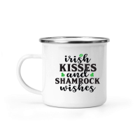 Product Irish Kisses and Shamrock Wishes SVG Cut File 01 Camping Mug
