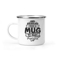 Product Day drinking from a mug to keep things professional 01 Camping Mug