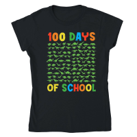 Product 100 Days of School Dinosaur Silhouette Classic Womens Crewneck T-shirt