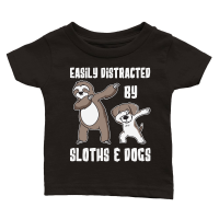 Product A220315 05 Easily Distracted By Sloths And Dogs Classic Baby Crewneck T-shirt