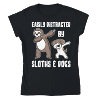 Product A220315 05 Easily Distracted By Sloths And Dogs Classic Womens Crewneck T-shirt