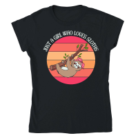 Product A220315 14 Sloth Svg Just A Girl Who Loves Sloths Classic Womens Crewneck T-shirt