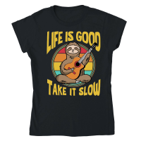 Product A220315 23 Life Is Good Take It Slow Funny Sloth Classic Womens Crewneck T-shirt
