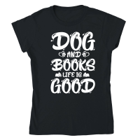 Product Dogs And Books Life is Good Classic Womens Crewneck T-shirt