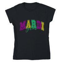 Product Mardi Gras Faux Glitter Classic Womens Crewneck T-shirt