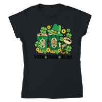 Product Drink Drank Drunk Leopard Beer Can Graphics St Patricks Day Classic Womens Crewneck T-shirt