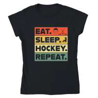 Product Eat Sleep Repeat Hockey Retro Classic Womens Crewneck T-shirt
