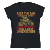 Product Race the Rain, Ride the Wind Motorbike Classic Womens Crewneck T-shirt