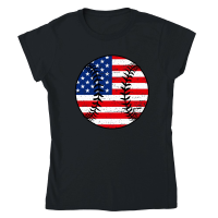 Product Baseball with American Flag Classic Womens Crewneck T-shirt