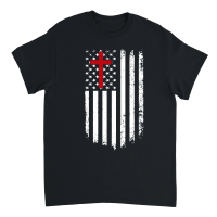 Product Faith Cross American Flag Christian Unisex T-Shirt