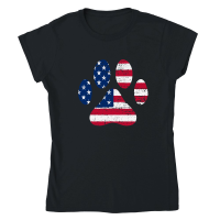 Product American Flag Dog Paw Design Classic Womens Crewneck T-shirt