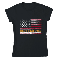 Product Best Dad Ever Fathers Day USA Flag Classic Womens Crewneck T-shirt