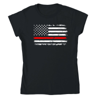 Product Thin Red Line Distressed USA Flag Classic Womens Crewneck T-shirt